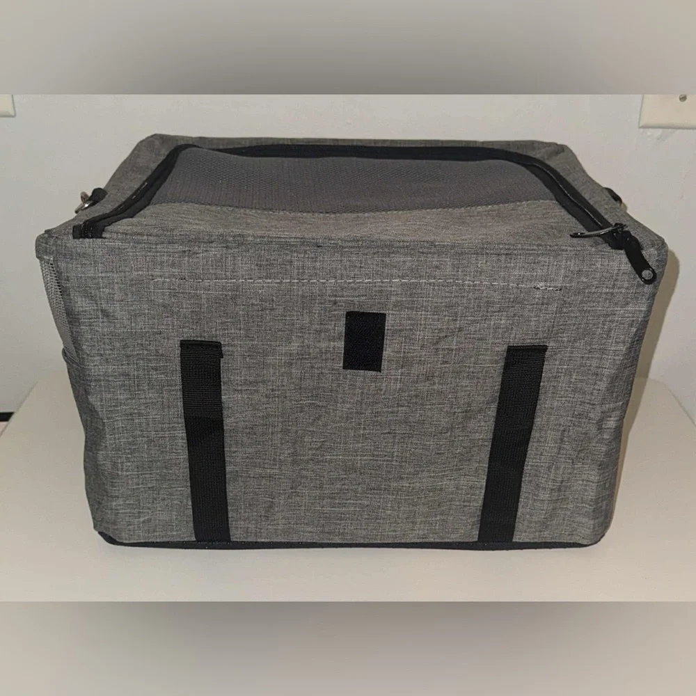 Gray Pet Carrier with Mesh Panels